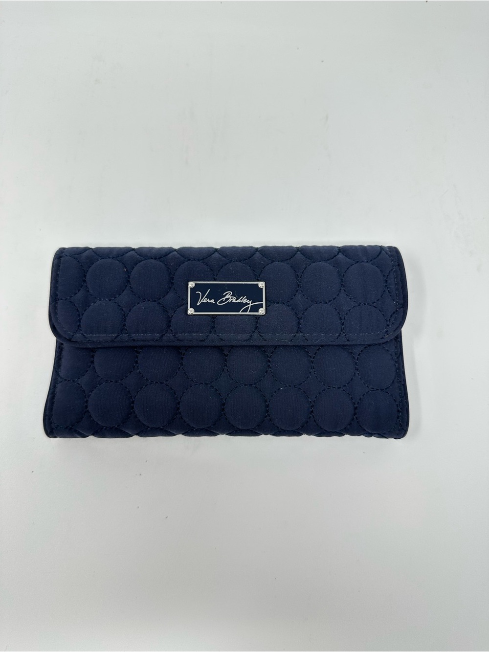 Vera Bradley Trifold Wallet Quilted Microfiber Navy Blue